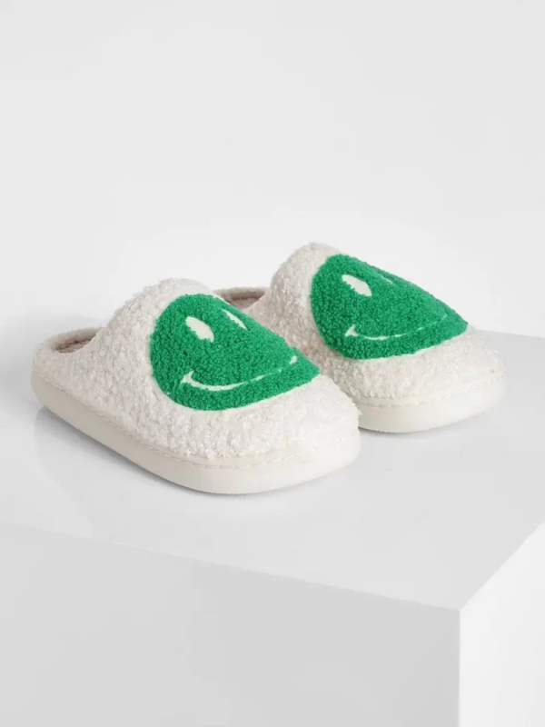 Green Smiley Face Slippers - Image 2