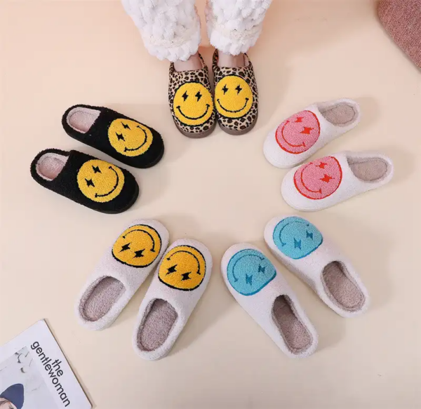 Lightning Bolt Eye Smiley Face Slippers