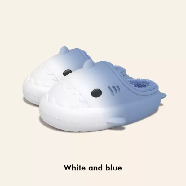 Blue and White Gradient Shark Slides With Fur - Image 2